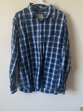 Wrangler Blue Cotton Plaid Button-Up Shirt